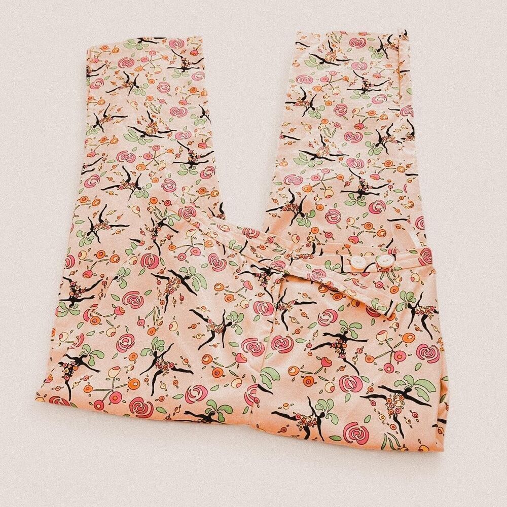 Quirky Fun Y2K Boho “Dancing Women” Print Pants – Tibi Novelty Graphic (Size 4)